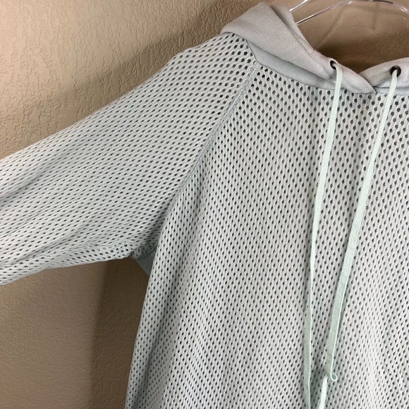 Rebecca Taylor Womens Hoodie Mesh Pullover Size L‎ Light Blue Drawstring - Picture 5 of 12